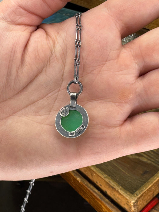 Australian Chrysoprase Necklace - Sterling Silver + 22k Gold