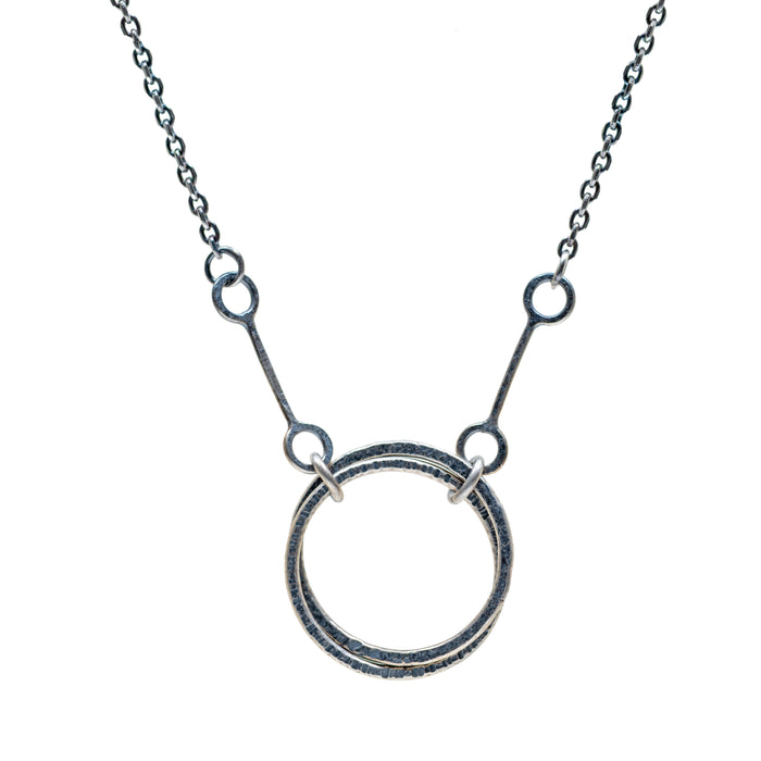 Rustic Sterling Link Chain with Two Statement Rings