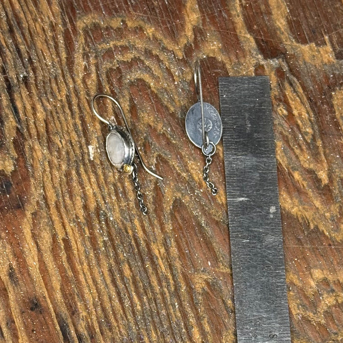 Silver Sapphire Chain Detail Earrings