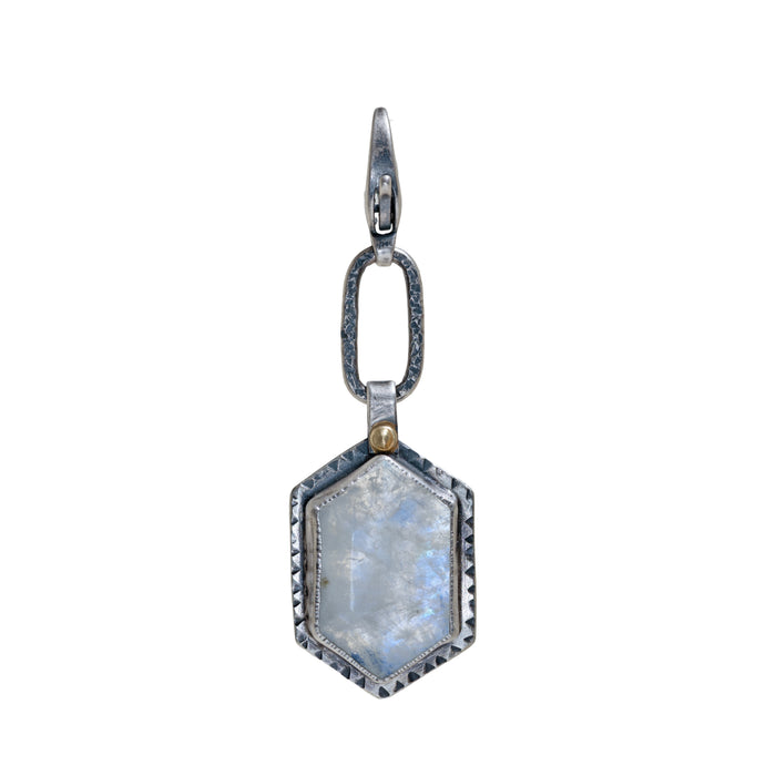 Sterling Silver White Moonstone Charm with 18k Gold Accent