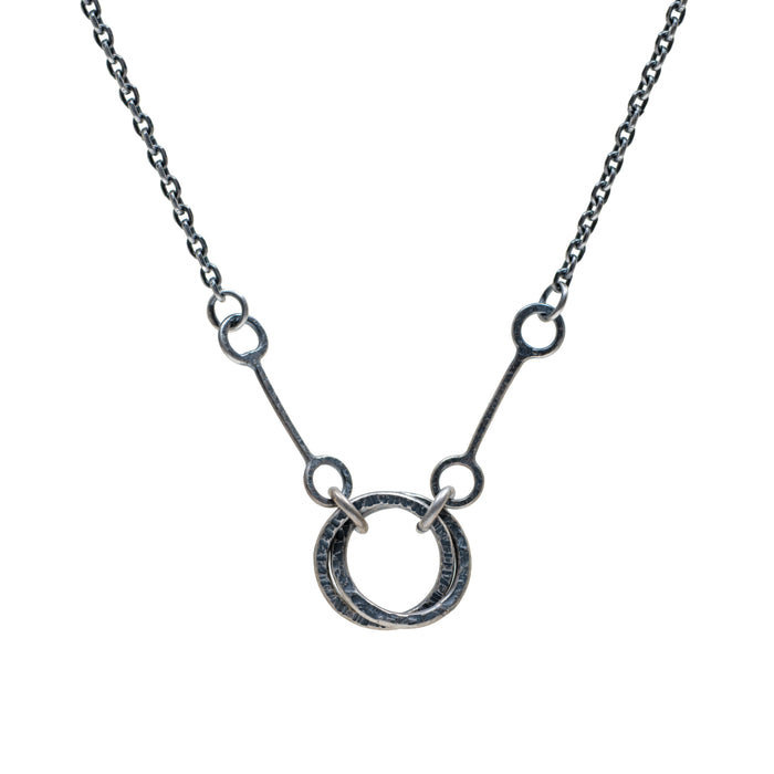 Rustic Sterling Link Chain with Small Hammered Rings
