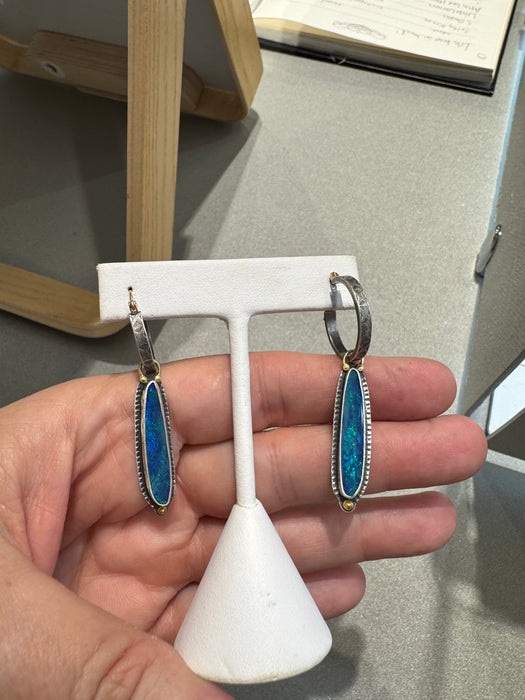 Blue Opal XL Hoop Earrings