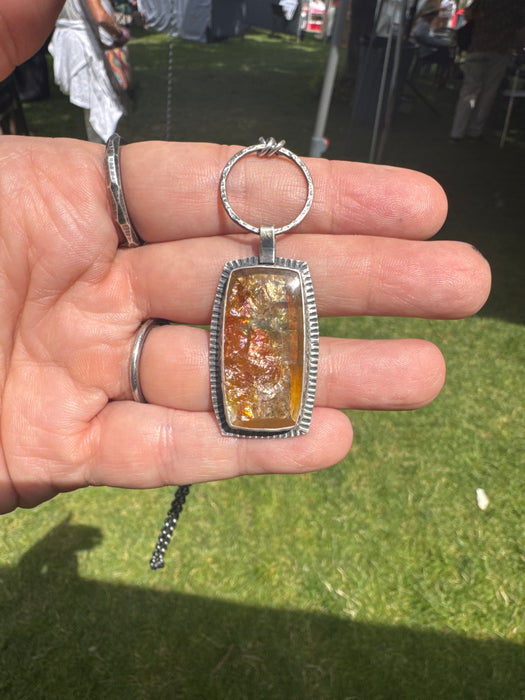 Sterling Silver Rectangular Dendritic Quartz Necklace