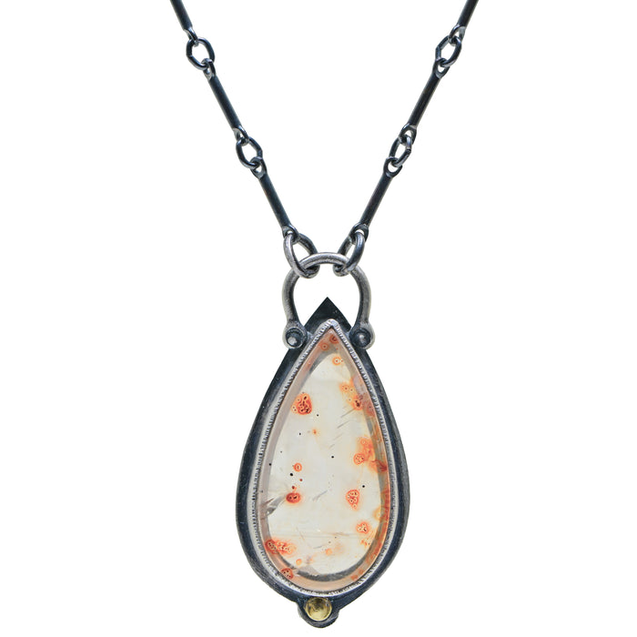 Sterling Silver Clear Quartz Charm with 18k Gold Accent