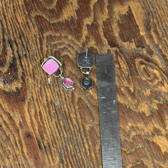 Cobalto Calcite Druzy & Ruby Post Earrings