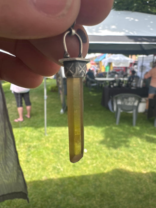 Sterling Silver Rough Deep Citrine Crystal Charm