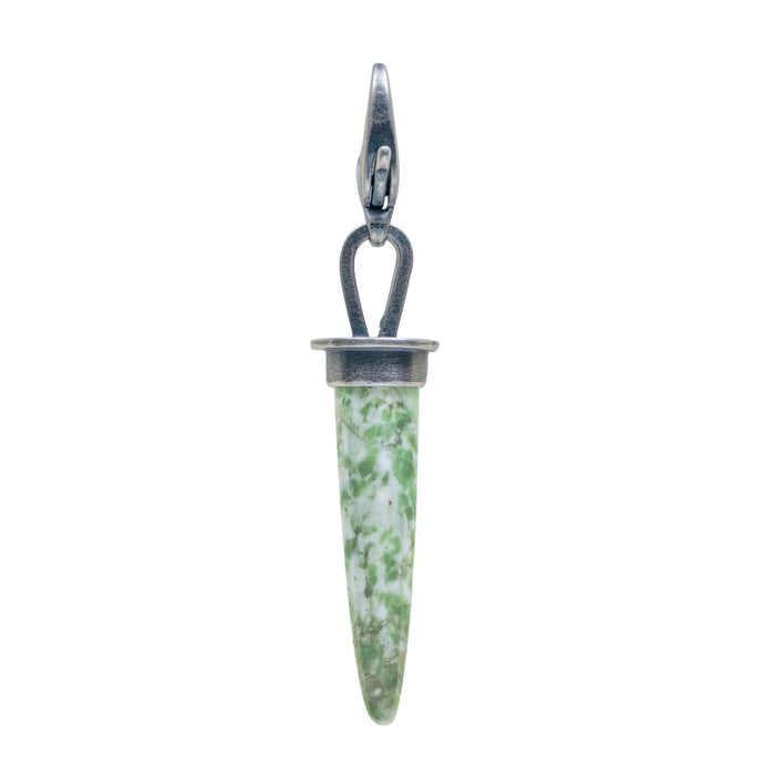 Sterling Silver Speckled Jade Bullet Cabochon Charm