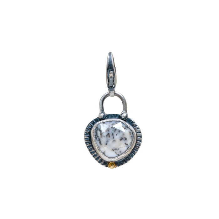 Sterling Silver Dendritic Opal Charm with 18k Gold Accent