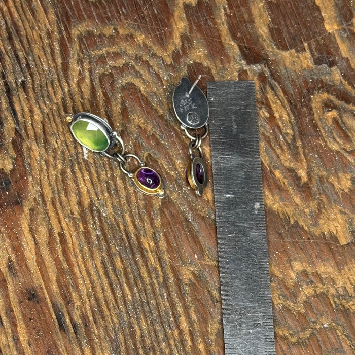 Hydrogrossular Garnet & Amethyst Post Earrings