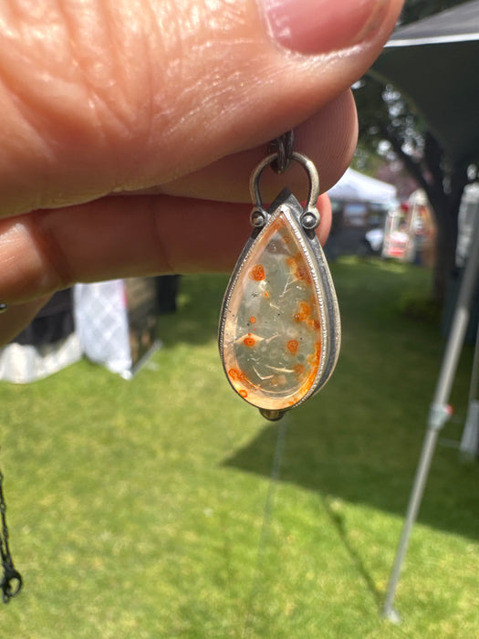 Sterling Silver Clear Quartz Charm with 18k Gold Accent