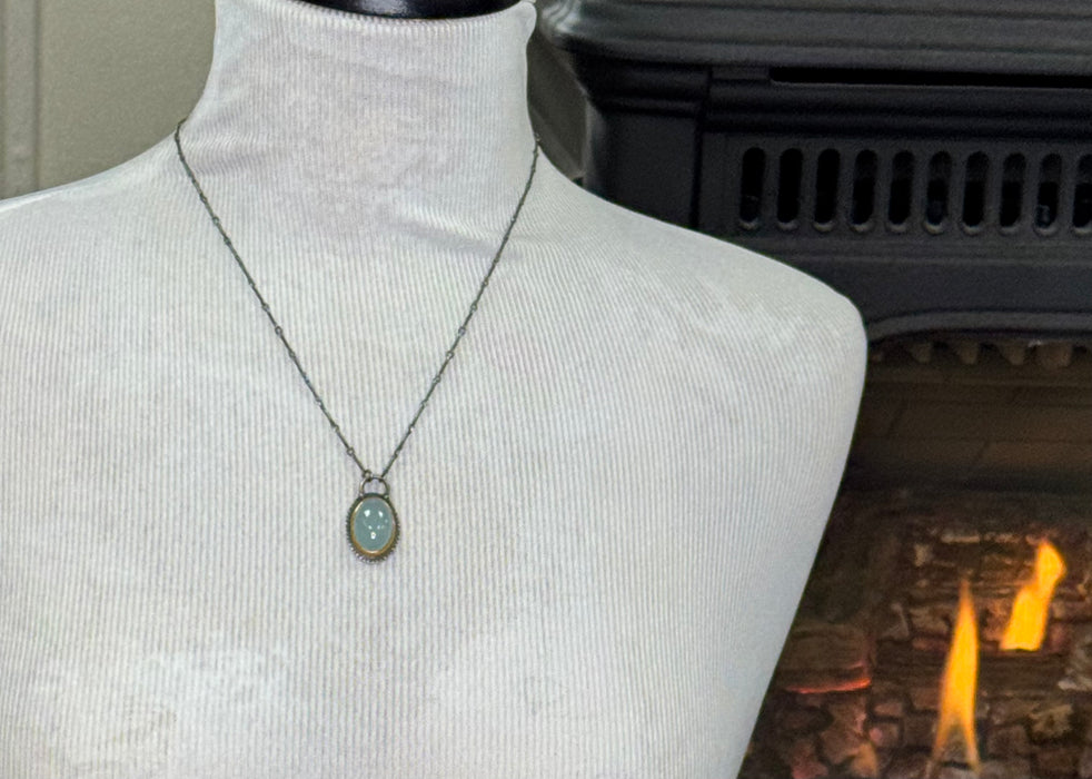 Silky Aquamarine Necklace - Sterling Silver + 22k Gold