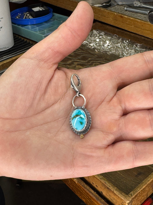 Sonora Turquoise Charm with 18k Gold Accent - Sterling Silver