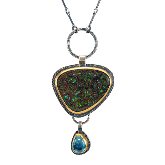 Ammolite and London Blue Topaz Necklace