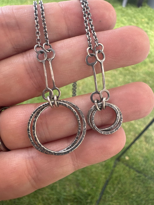 Rustic Sterling Link Chain with Small Hammered Rings