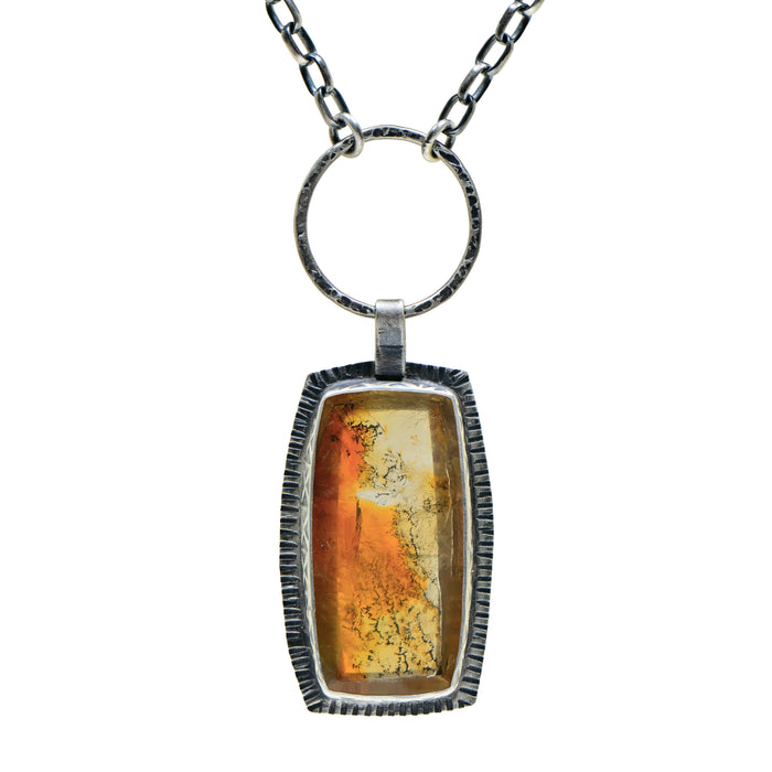 Sterling Silver Rectangular Dendritic Quartz Necklace