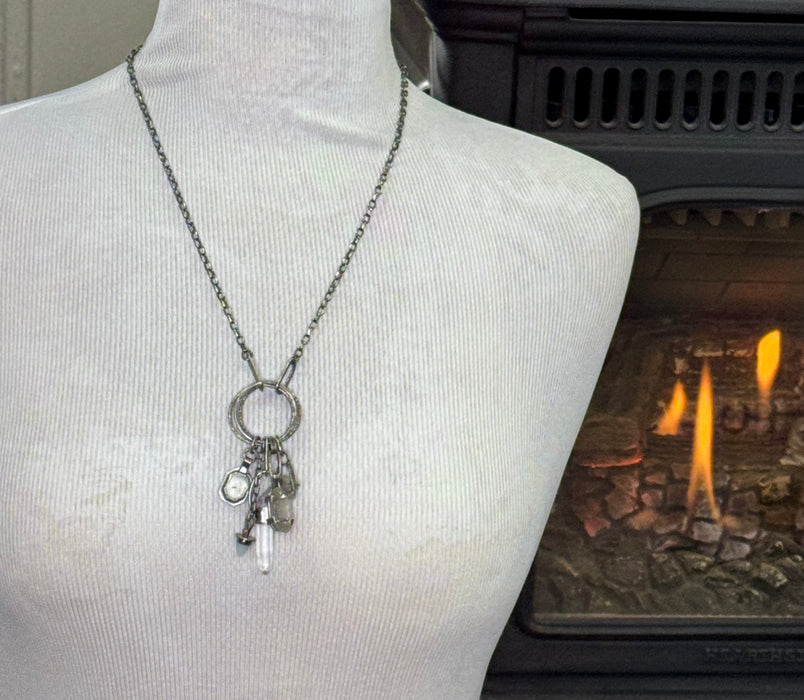 Pale Quartz & Opal Fringe Necklace - Sterling Silver