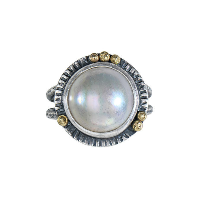 Moon Tide Ring - Mabe Pearl Statement - Size 9