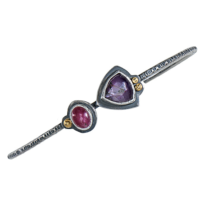 Twin Flame Cuff - Ruby & Gold Accents