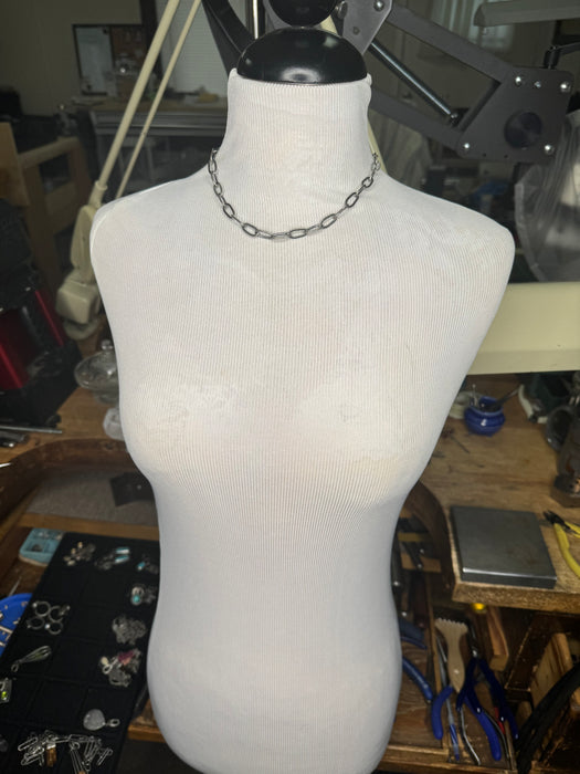 Oxidized Silver Chain Choker - 16"