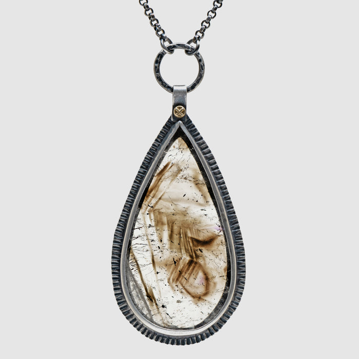 Sterling Silver Smoky Quartz Drop Statement Necklace
