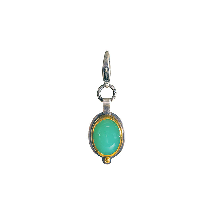 Chrysoprase Charm - Sterling Silver + 22k Gold