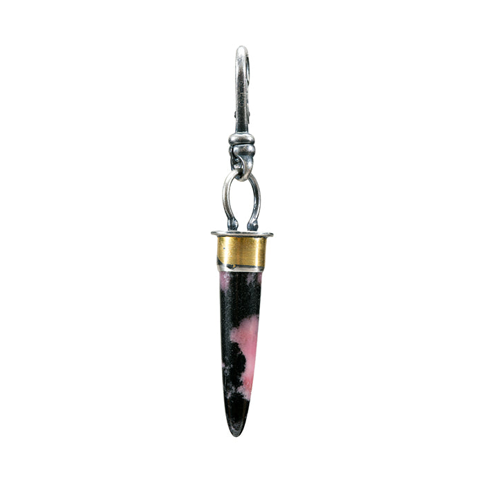 Rhodonite Keum Boo Charm - Sterling Silver +24k Gold Leaf
