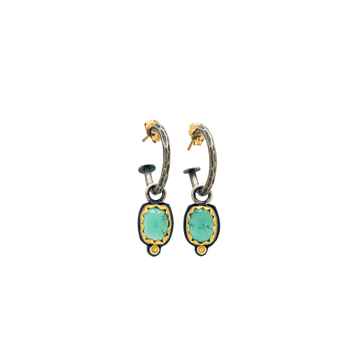 Peruvian opal hoop earrings in silver and gold