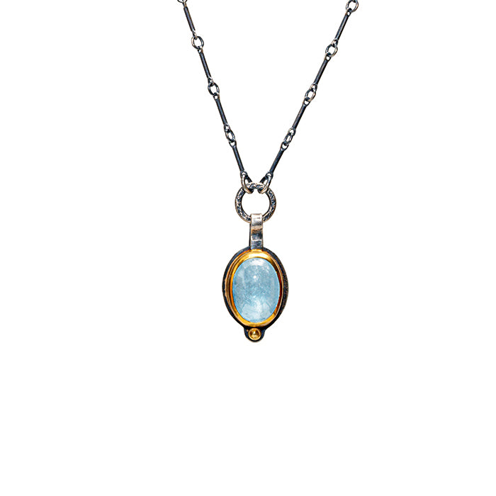 aquamarine necklace in sterling and 22k gold