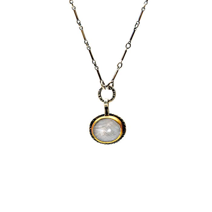 Silver sapphire necklace in sterling and gold