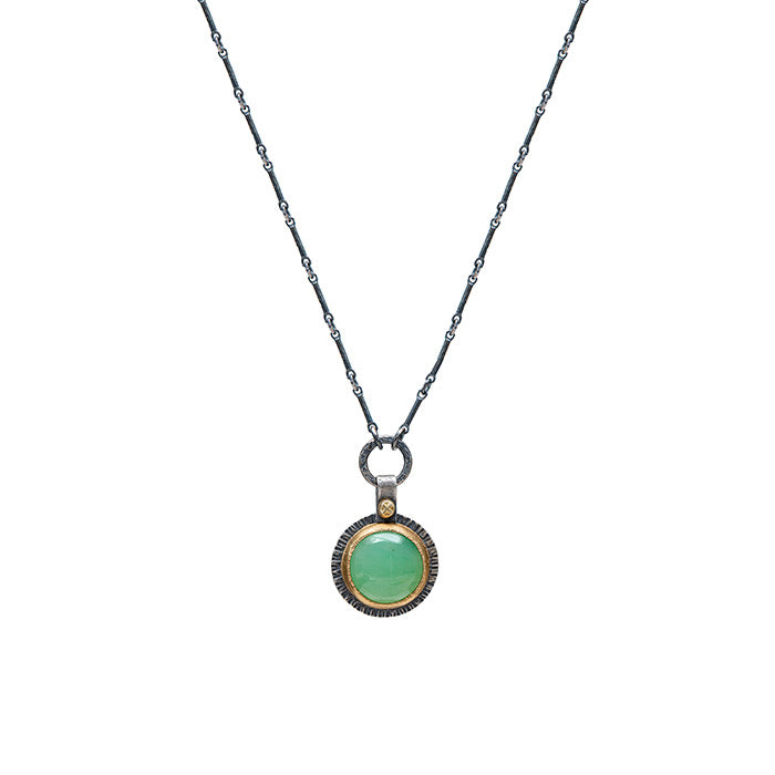 Chrysoprase necklace- sterling silver+ 22K gold