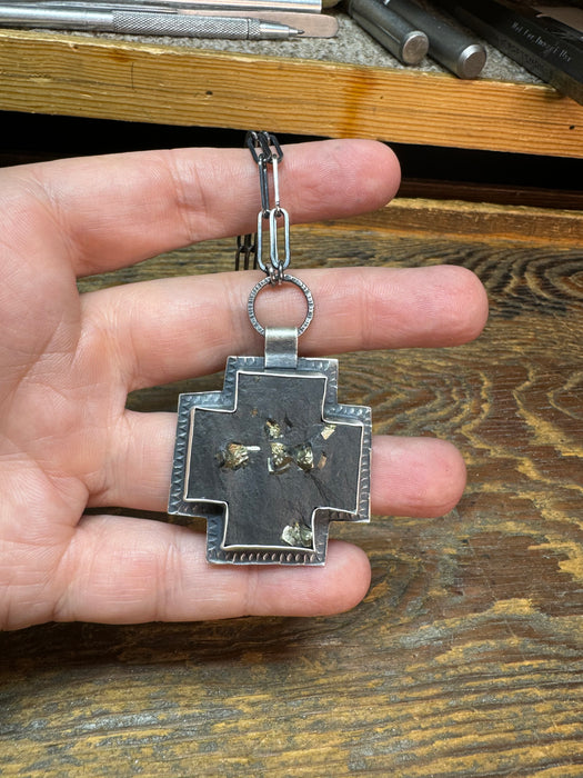 Equal Arm Cross in Pyrite In Schiste