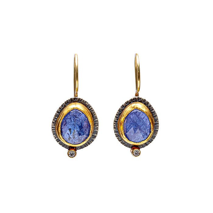 Tanzanite Earrings With Diamond Accents