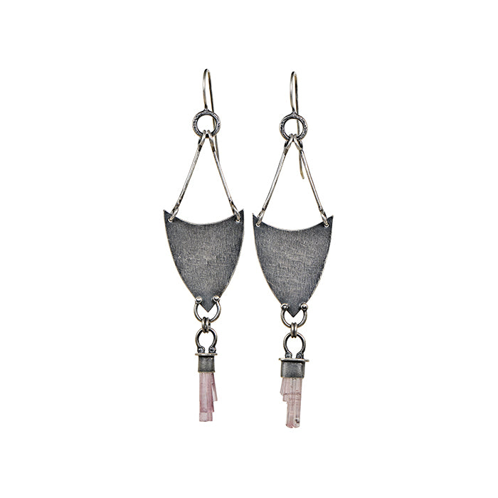 Pink Tourmaline Shield Earrings