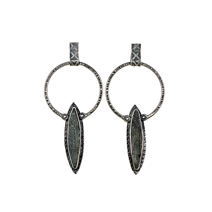 Hematite Druzy Post Earrings
