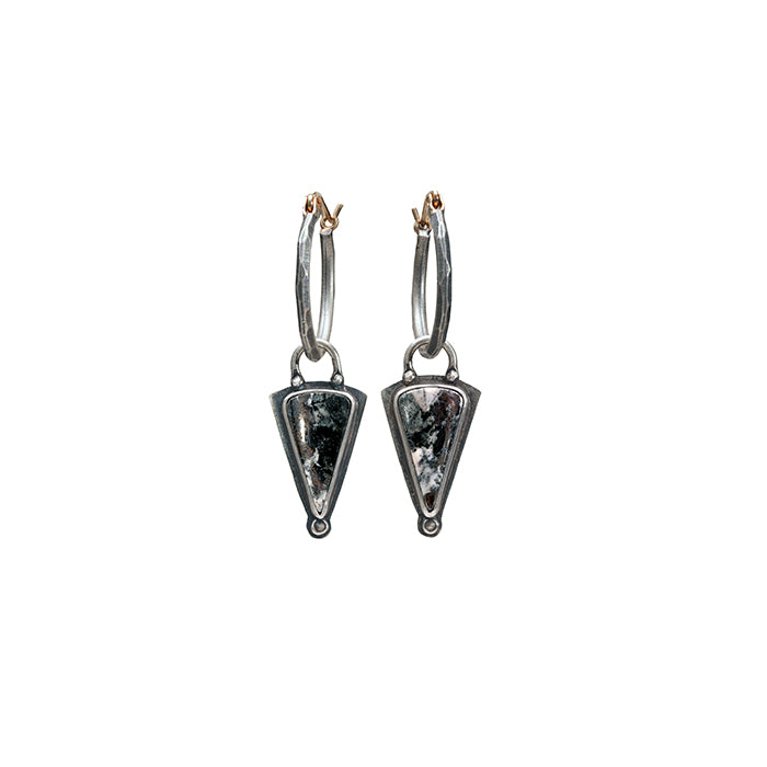 Silver Ore Hoop Earrings - Sterling Silver + 14k Hinged Wires