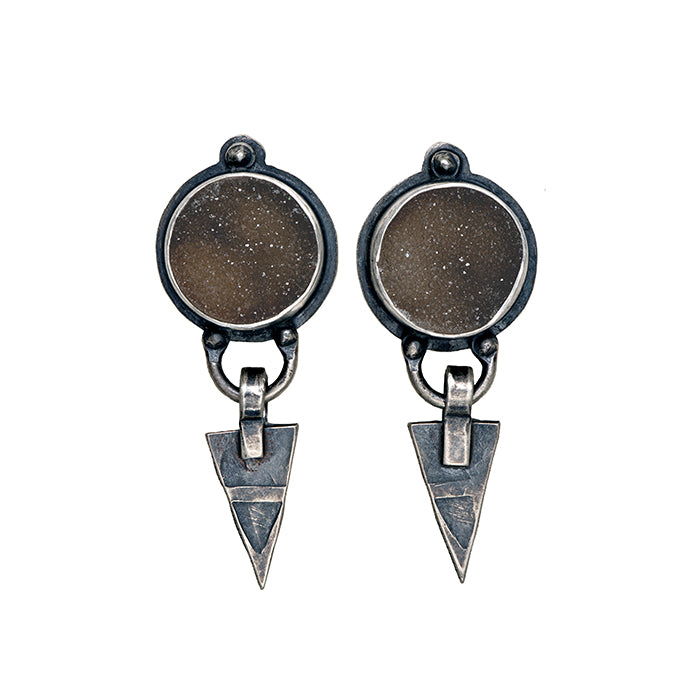 Natural Druzy Post Earrings - Sterling Silver