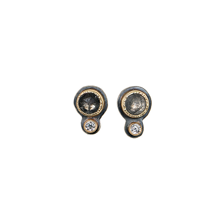 Salt & Pepper Diamond Post Earrings