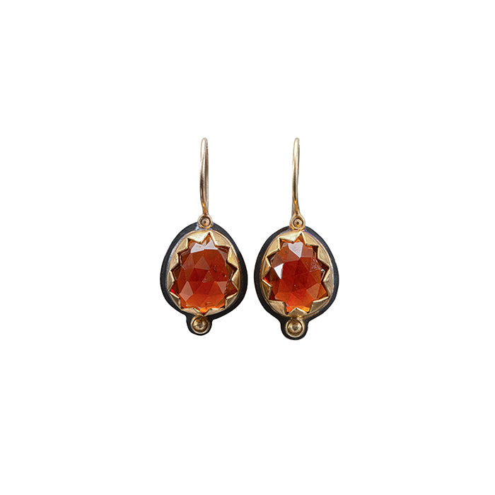 Spessartite Garnet Earrings - Sterling + 22k + 18k Gold