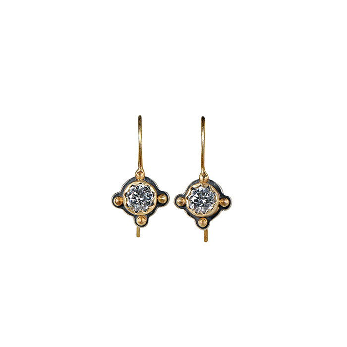 Diamond Earrings 1/2 carat each - Lab Grown Diamonds 1ctw - Sterling Silver + 22k Gold + 18k Gold