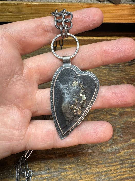 Pyrite in Schiste Heart Necklace