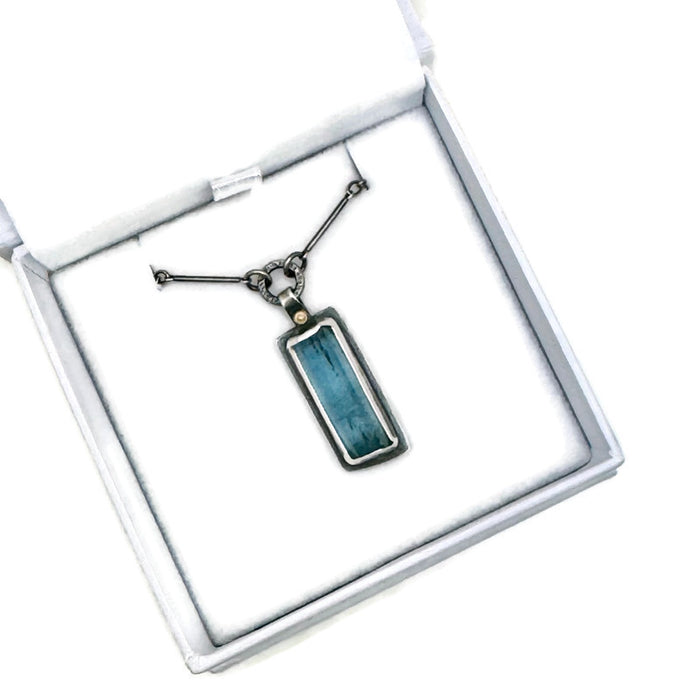Rough Aquamarine crystal necklace