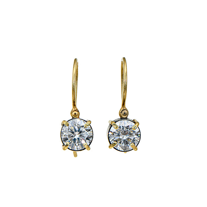 Diamond Drop Earrings 1 carat each - Lab Grown Diamonds 2ctw - 18k Gold + Sterling Silver