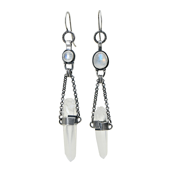 Moonstone And Danburite Earrings - Sterling Silver