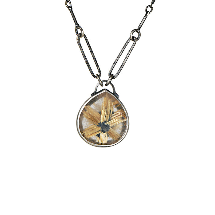 Golden Rutile & Pyrite Quartz Necklace