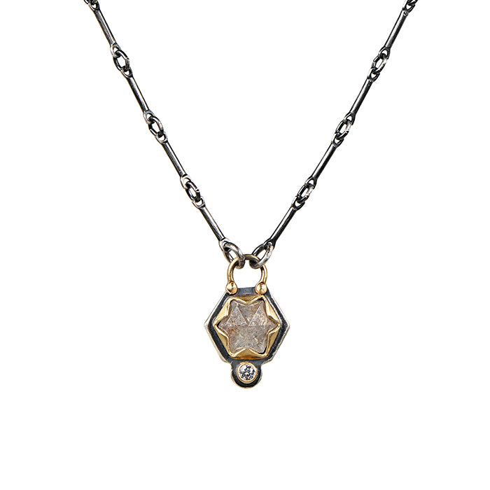 Gray Diamond & White Diamond Mixed-Metal Necklace