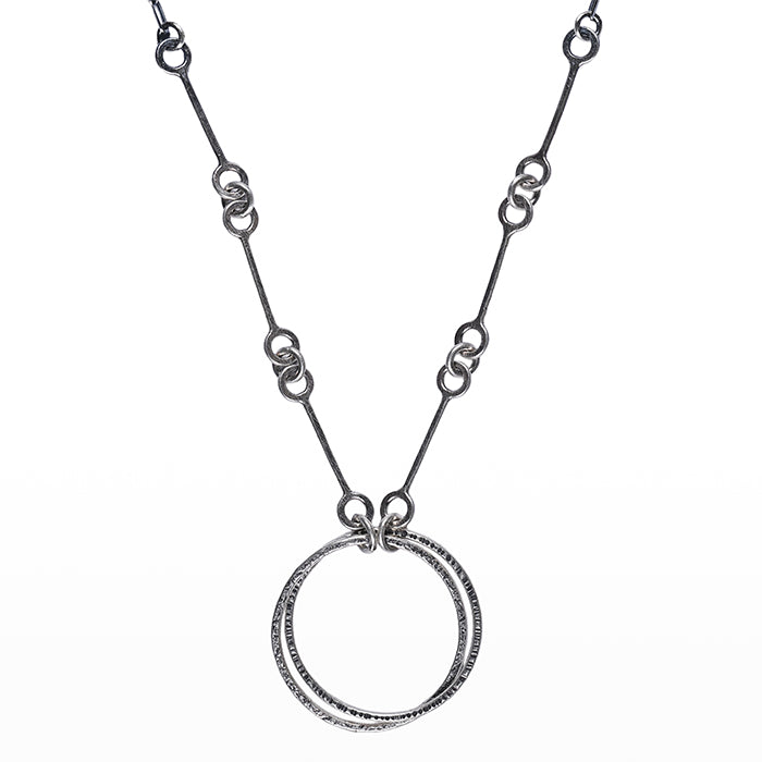 Double Ring Sterling Silver Charm Chain