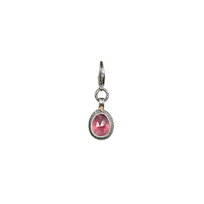 Pink Tourmaline & 18k Gold Charm