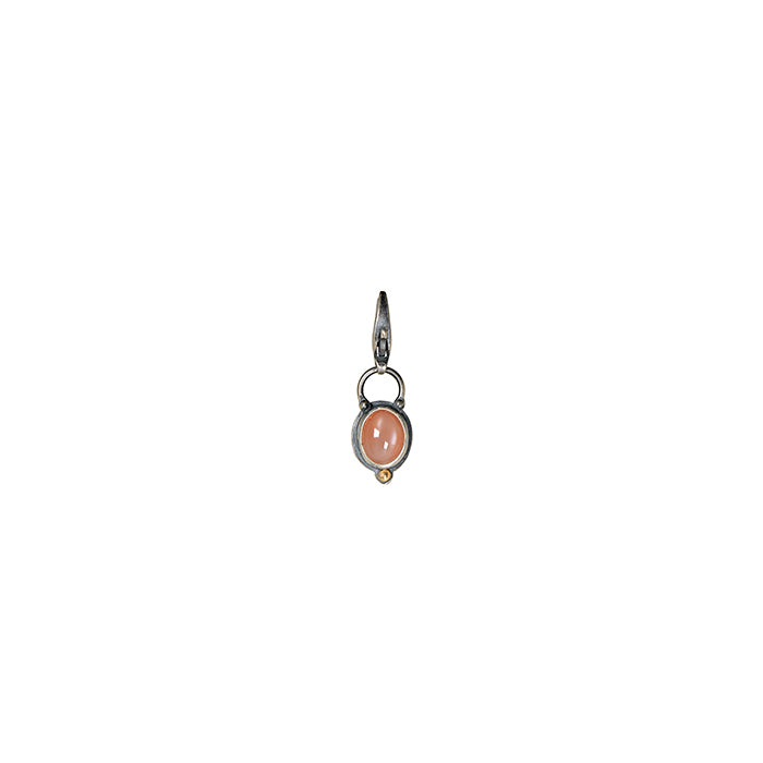 Peach Moonstone & 18k Gold Charm