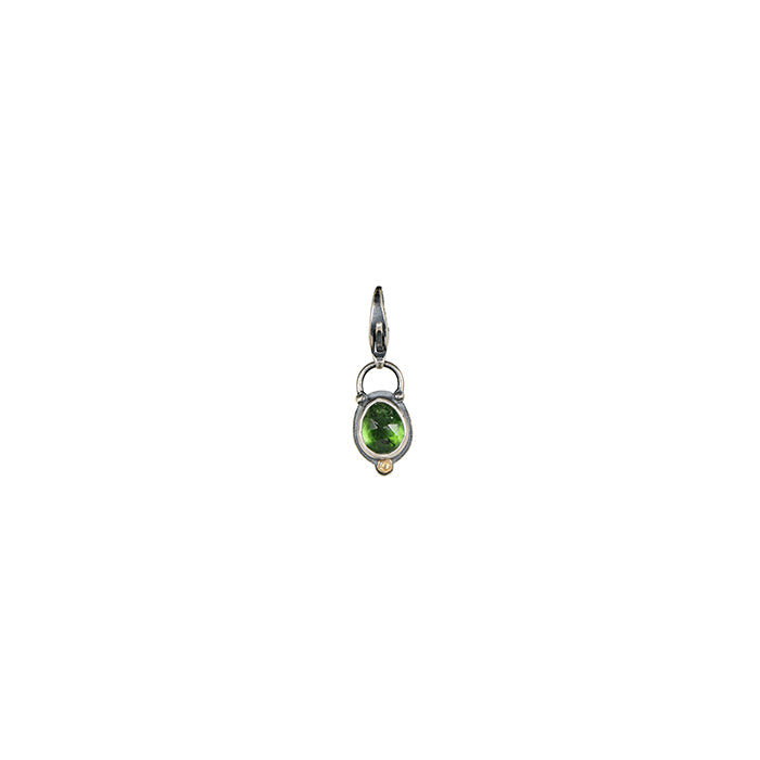 Green Tourmaline & 18k Gold Charm
