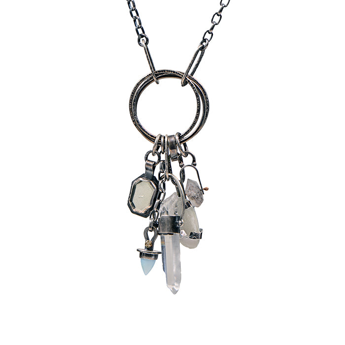Pale Quartz & Opal Fringe Necklace - Sterling Silver